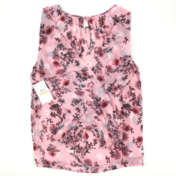 Kensie Floral Smock Top Blouse - Picture 7 of 7